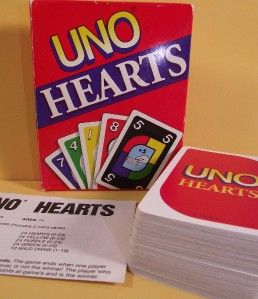 Uno Hearts Card Game Mattel 1995 EX Cond