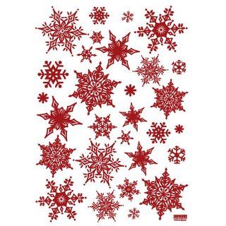 Easy Instant Decoration Wall Sticker Decal   Red Ornate Snowflakes 