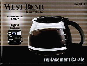 West Bend Replacement Carafe Coffee Maker Coffee Pot 10 Cup NO5813 