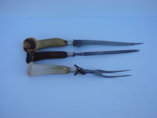   Deer Antler Handle Steel Cutlery Carving Set Handles Sterling