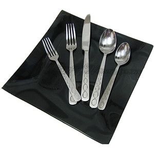 Cambridge Silversmiths Cable Frost 20 Piece Flatware Set Service For 4 