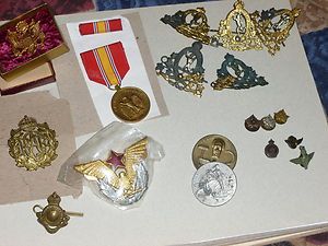 Military Badges Medals Pins Tinnnies German US Canadian Russian
