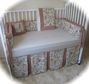 Sage Topsy Turvy Toile Baby Crib Bedding Set Boxed Styl