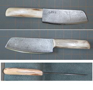 Santoku Japanese Chef Knife Caribou Antler handle Alaska handmade knJ6 