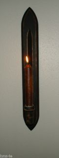Primitive Wooden Mission Style Candle Sconces Early Lighting Holders 