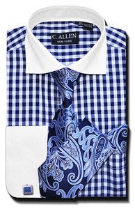 Mens Dress Shirts Ties Combo Shirt 16 5 36 37 Woven Tie Cuff Links 