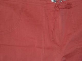 Chicos Salmon Pink Cargo Capris Cropped Pants Cotton Stretch Womens 