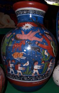 Salvador Vasquez Master Potter Mexican Folk Art Huge Ceramic Urn Pot 