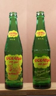   FRONT & BACK SIDE OF YELLOW LABEL 10 OUNCE KICKAPOO BOTTLE