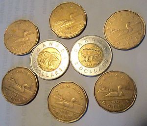 CANADA FOREIGN EXCHANGE COIN LOT $10.00 CAD FACE VALUE 1 + 2 DOLLAR 