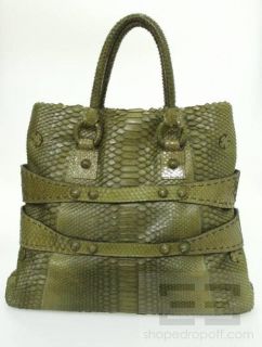 Carlos Falchi Loden Green Python Tote Bag