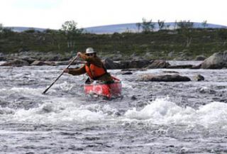 Cliff Jacobson paddles the Poreno River, Norway June 2011
