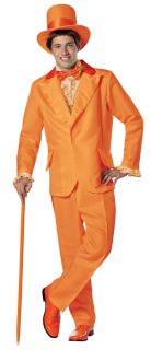 Jacket, pants, top hat with orange band, sleeveless shirt front with 