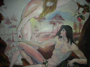 Manuel Carbonell 1918 2011 Painting Adam and Eve Cuban Art Cuba 