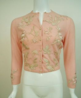 Vintage Helen Bond Carruthers Cardigan Pink Cashmere Sweater 