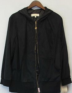 Mariah Carey Stretch Knit Zip Front Hooded Jacket Black Sz 1x New 2nd 
