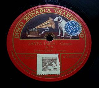 Enrico Caruso Disco Monarca Grammofono 12 inch 78 Santa Lucia Italian 
