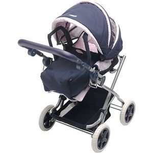Corolle Navy and Pink Baby Doll Stroller with Carriage