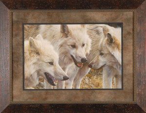 Tundra Summit Carl Brenders Wolves Wildlife 3 Solid Wood Framed Art 