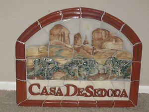 Casa de Sedona Tile Mosaic Mural Sign H P REDUCED 80 Tiles 20WX17H 
