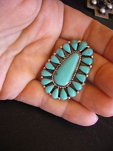 Blue Turquoise Cluster Sterling Ring Size 10 by Quinn