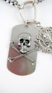 Rocker Jewelry Skeleton Key Pendant Skull Dogtag Combo