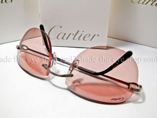 Authentic Cartier Rimless Sunglasses Brushed Platinum