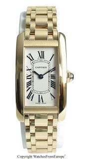 New Ladies Cartier Tank Americaine 18kt YG Box Papers Warranty 