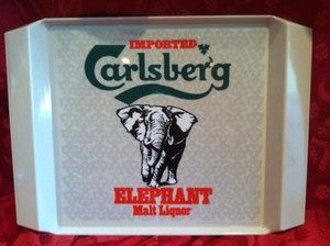 Vintage CARLSBERG ELEPHANT TRAY Tavern Man Cave Bar Sign Beer 