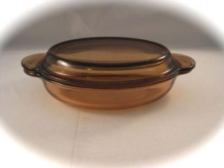 Vision Pyrex Corningware Amber Oval Individual Casserole Dish w Lid V 