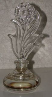 Vintage Flower Crystal Stopper Perfume Bottle Excellent Condition 