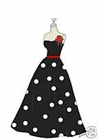 Black White Polka Dot with Red Dress Bridesmaid Cards