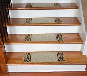 Dean Washable Non Skid Carpet Stair Treads Garden Path Beige