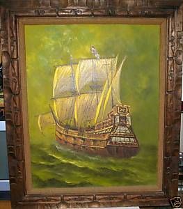 Carl Valente Original Oil Canvas Pirate SHIP Painting