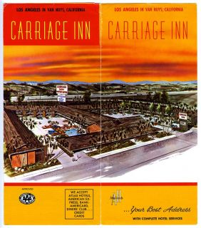 Carriage Inn Motor Hotel Brochure Van Nuys California 1960s