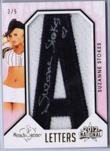 SUZANNE STOKES 2012 BENCHWARMER NATIONAL #d 3/5 A LETTERS AUTO PATCH 