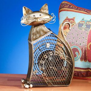 Deco Breeze Decorative Small Cat Figurine Table Fan