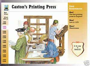 William Caxtons Printing Press Story of Britain Card