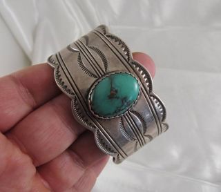 Chunky Carson B Navajo Sterling Turquoise Bracelet