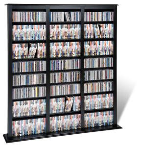 New Prepac Black Triple Barrister CD DVD Storage Tower