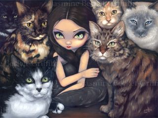 Its All About the Cats a beautiful BIG 12x16 fantasy print