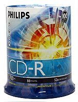 100 Pack 52x Philips Logo Blank CD R CDR Disc Media 80min 700MB in 