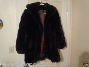 Carol Horn black faux fur coat size 11 12 LG