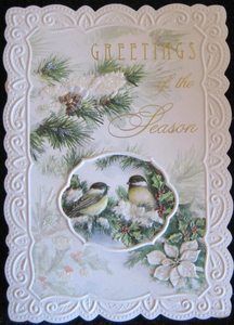 Carol Wilson Fine Arts Black Capped Chickadee Christmas Greeting Card 
