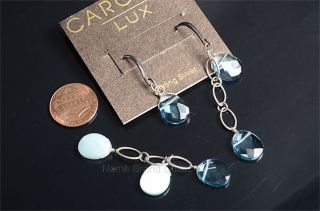Carolee Sterling Silver 925 Faceted Blue Stone Hook Post Earring 