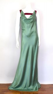 Carolina Herrera at Socialite Auctions Sz 10 Sage Green Cowl Neck Gown 