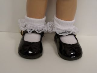 BLACK Hard Sole Patent Mary Jane Doll Shoes For Chatty Cathy♥
