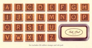 cavallini abc alphabet blocks rubber stamp set new