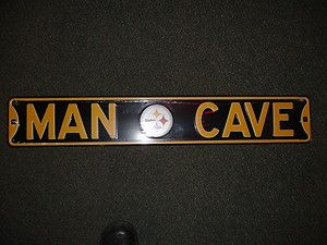 Man Cave Street Sign Metal Pittsburgh Steelers 36 x 6