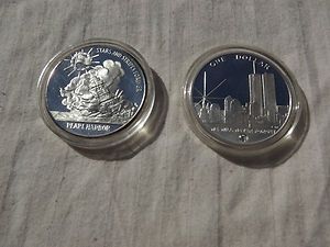 World Trade Center Pearl Harbor Silver Clad Commemorative Coins